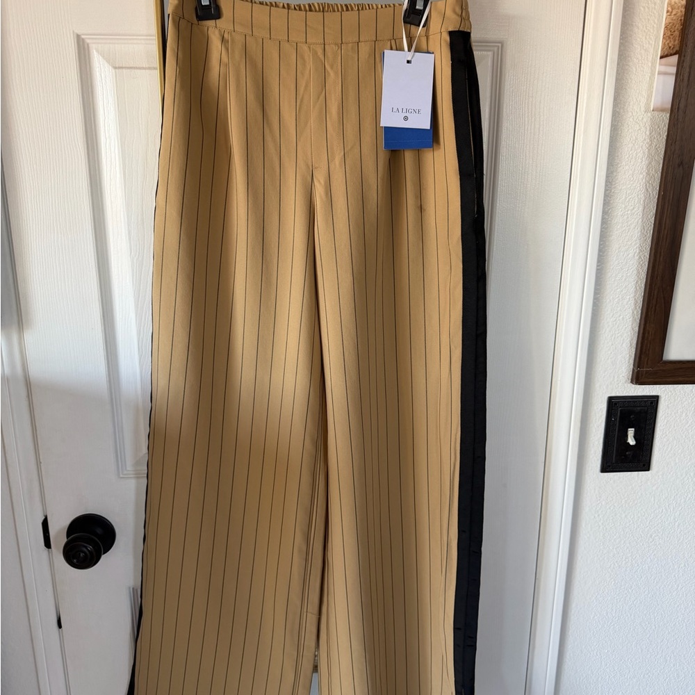 Men's Tan Pinstripe Dress Pants